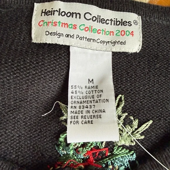 Heirloom Collectibles Y2K Black Zip Up Christmas Cardigan Sweater Ugly Sweater M - Picture 7 of 12